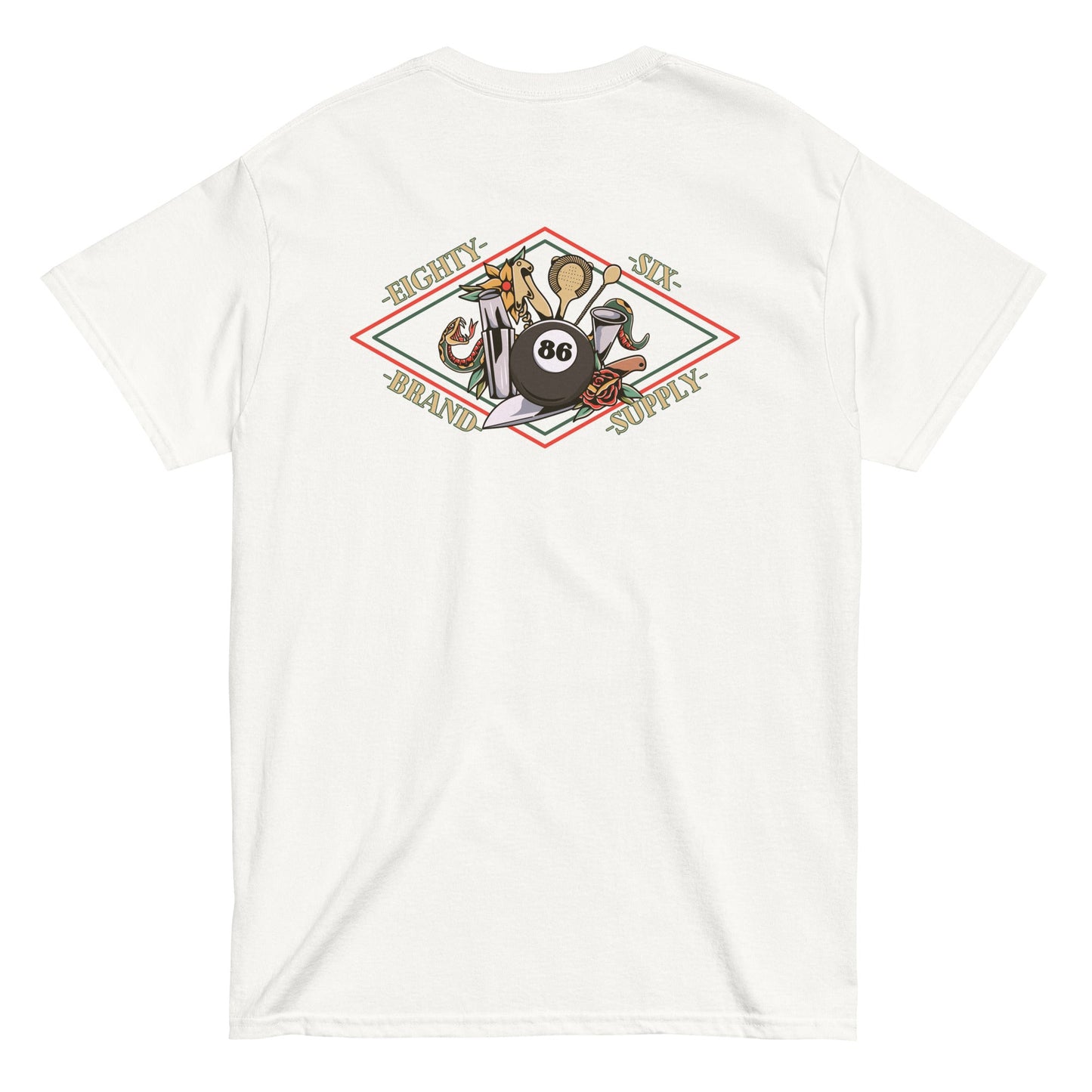 Bar Ink T - Shirt (White) - 86 BRAND SUPPLY CO.