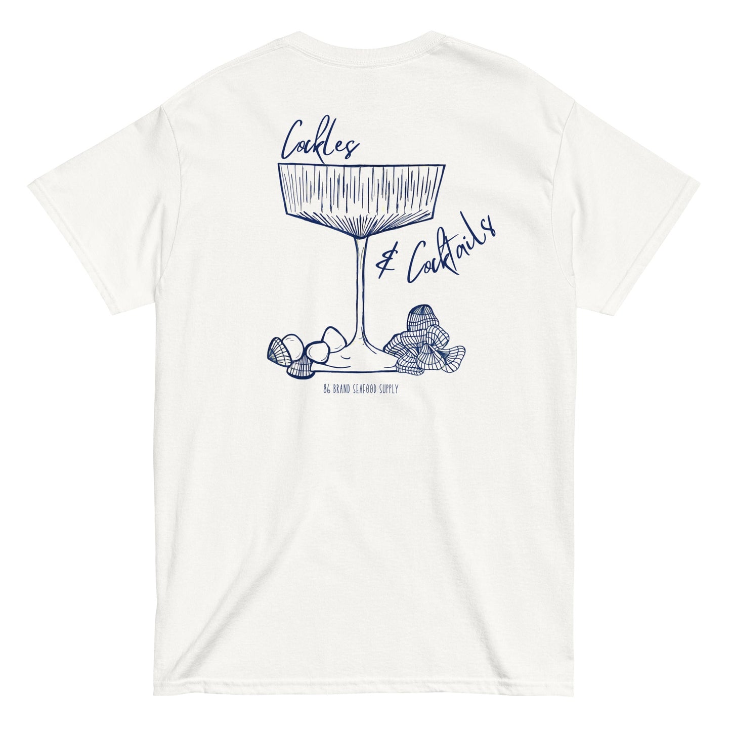 Cockles & Cocktails T - Shirt (White) - 86 BRAND SUPPLY CO.