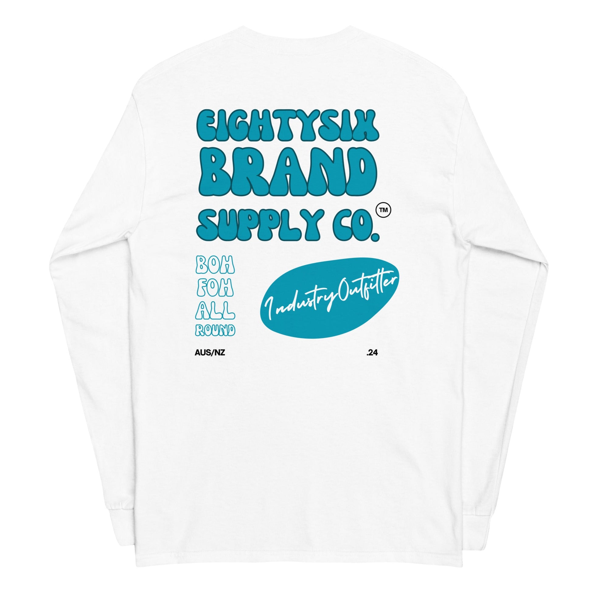 Retro Turq Long Sleeve T - Shirt (White) - 86 BRAND SUPPLY CO.